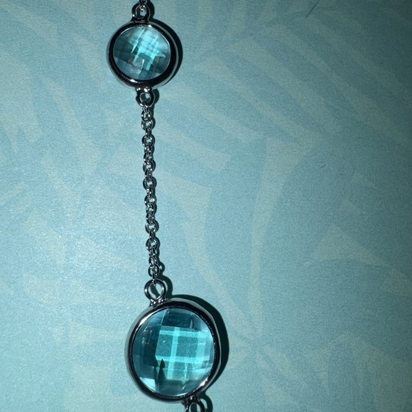 Vintage Sterling Silver 925  Blue Topaz Necklace 18 In 3 In Extender - Picture 4 of 6